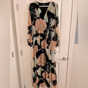 Lulu’s Wondrous Water Lilies Long sleeve Maxi dress